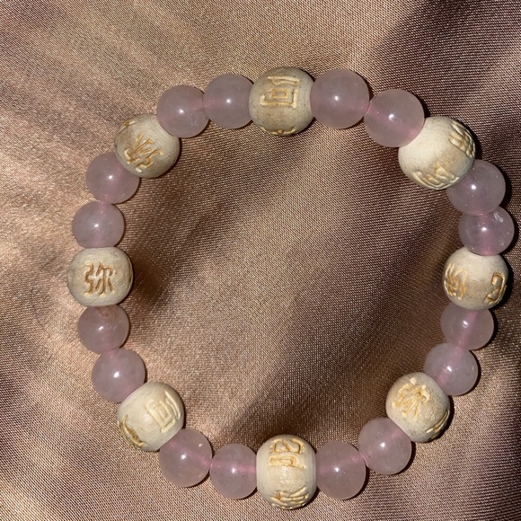 Engraved Rose Quartz Bracelet - Picture 2 of 4